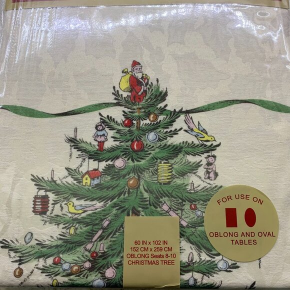 Spode Christmas Tree Tablecloth 60x102 Fabric NWT - Picture 3 of 9